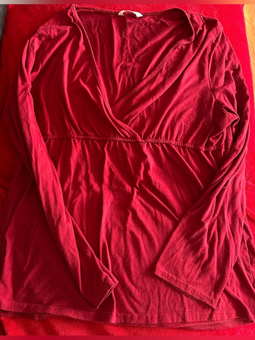 Women's Deep Wine Maternity/Breastfeeding Pyjamas: V-Neck Top and Matching Pants